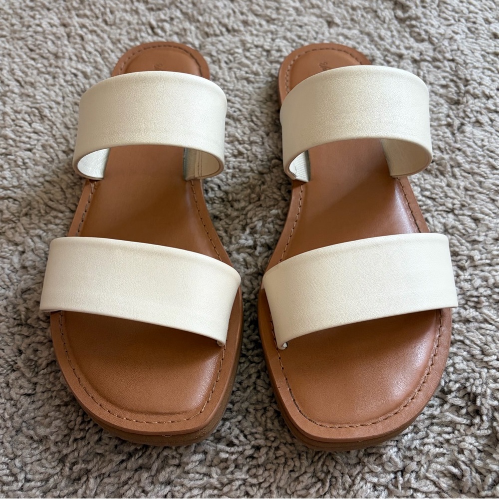 Universal Thread Cream Double-Strap Slide Sandals